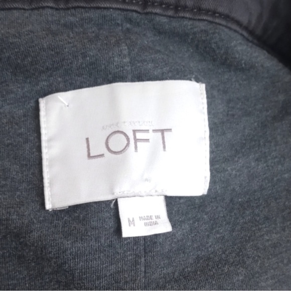 Ann Taylor LOFT Linen Blend Grey Cargo /Utility Style Women's long Sleeve Coat M - Picture 2 of 10